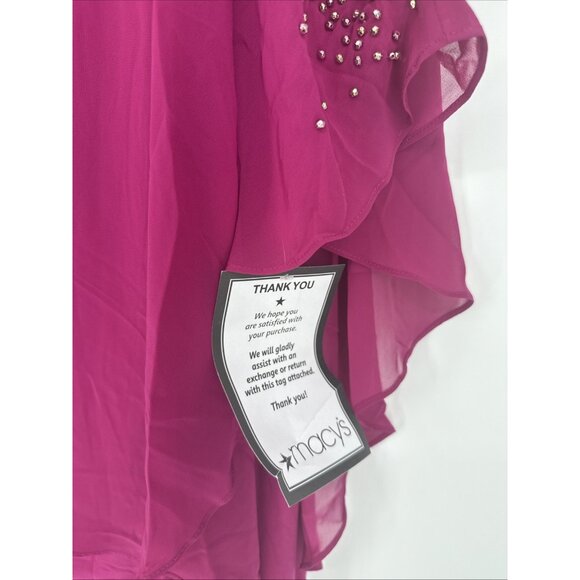 New Xscape Womens Size 14 Pink Capelet Sheath Dress Beaded Chiffon  Cocktail - Picture 7 of 9